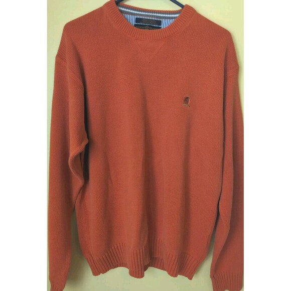VTG Mens XL Tommy Hilfiger Orange Sweater Embroidered Crest Pullover 90's Preppy - Picture 2 of 7